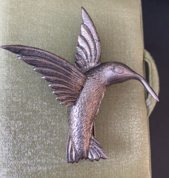 Vintage Sterling Silver Hummingbird Brooch Pin - image 5