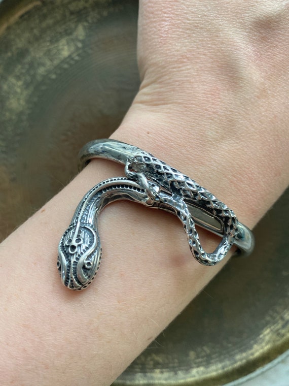 Vintage Sterling Silver Snake Bracelet - image 1