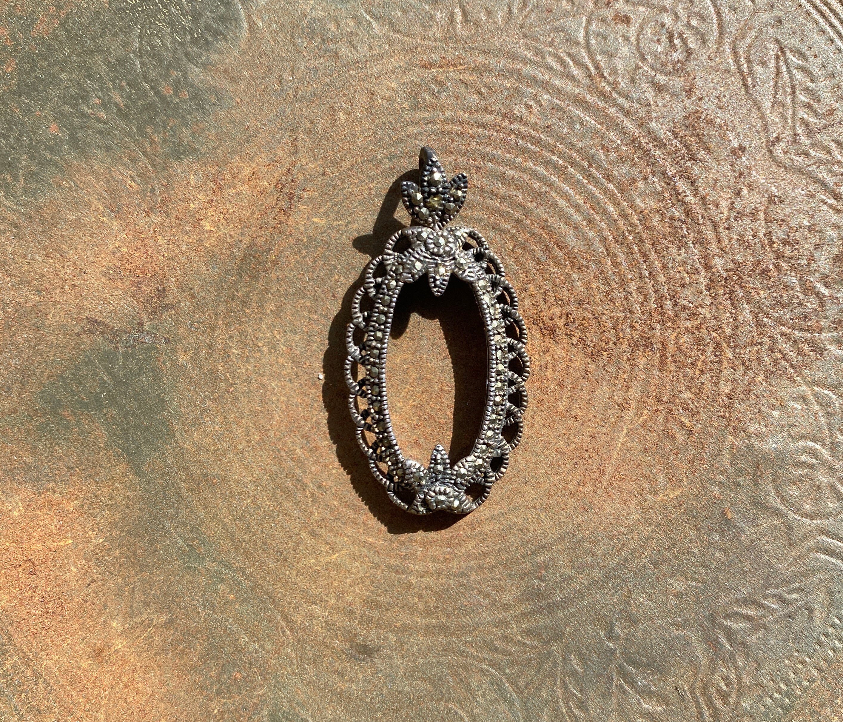 Vintage Sterling Silver and Marcasite Art Deco Pendant Necklace - Etsy