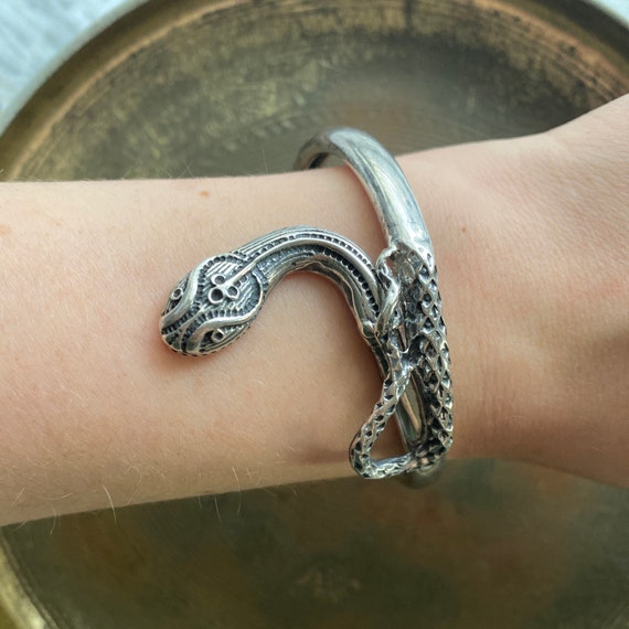 Vintage Sterling Silver Snake Bracelet - image 2