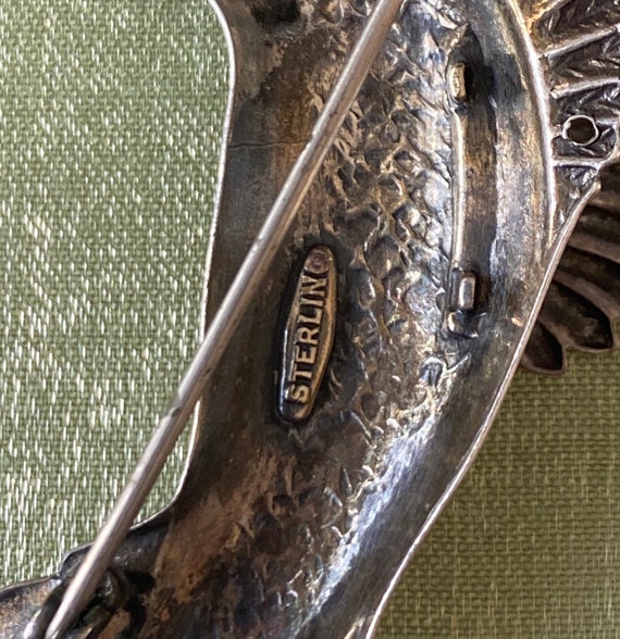 Vintage Sterling Silver Hummingbird Brooch Pin - image 3