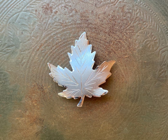 Vintage Sterling Silver Maple Leaf Brooch - image 1