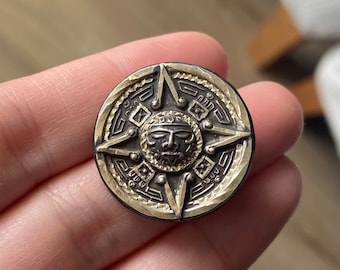 ヴィンテージ メキシコ スターリング シルバー ラウンド アステカ