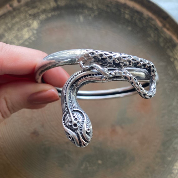 Vintage Sterling Silver Snake Bracelet - image 7