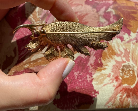 1960’s Coro Gold Plated Leaf Autumn Fall Brooch - image 3