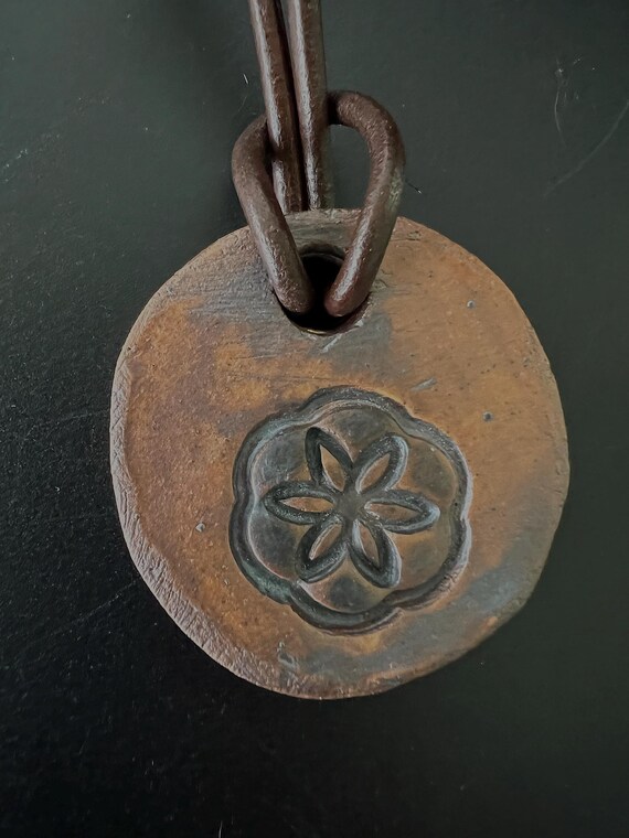 Rustic handmade stoneware amulet talisman necklace