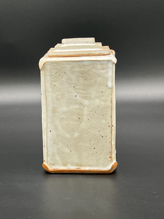 Japanese style handmade pottery stoneware jar or vase