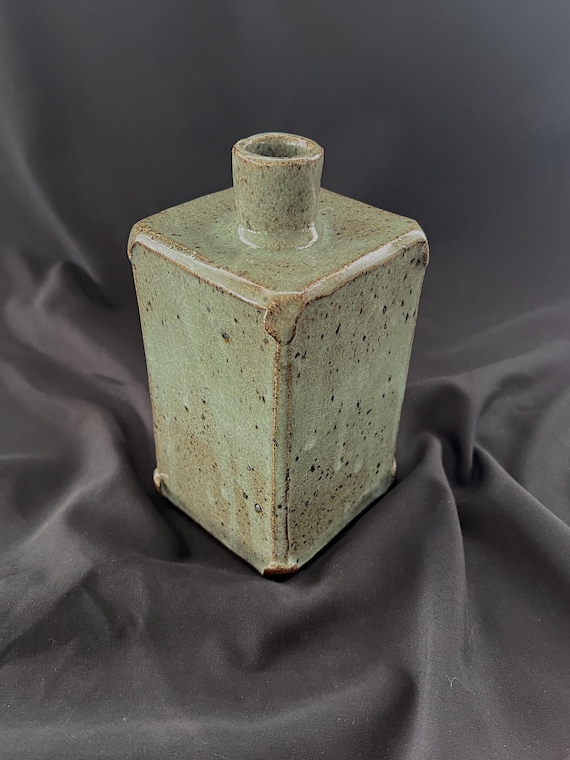 Rustic handmade tall stoneware vase