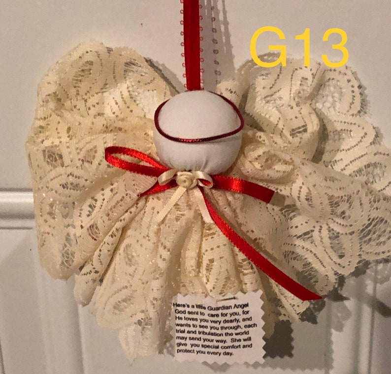 Cream Lace Guardian Angel Christmas Tree Ornament G13