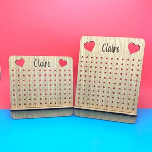 Personalised Wooden Earring Stand with Hearts