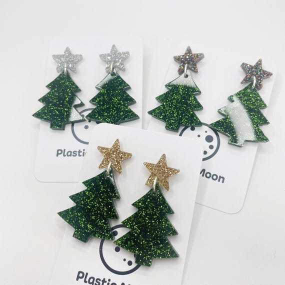 Christmas Tree Earrings For Women, Festive Drop Earrings, Xmas