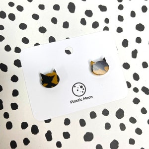 Puces d'oreilles chat en acrylique écaille de tortue : bijoux pour chat faits main