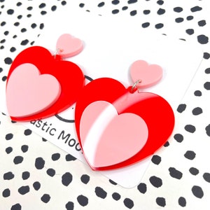 Love is Love Large Heart Drop Stud // Handmade Acrylic Earrings // Gift // Valentines Day // Girlfriend // Boyfriend