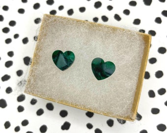 Emerald Green Pearloid Heart Stud // Handmade Acrylic Earrings // Emerald Green // Green // Heart // Gift // Present