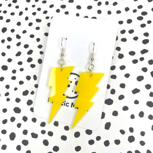 Boucles d'oreilles Yellow Lightning Bolt // Bright // Lightning // Bowie