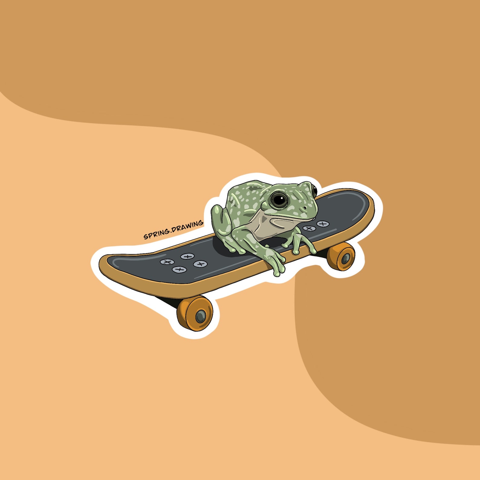 Skater Frog Stickers Etsy