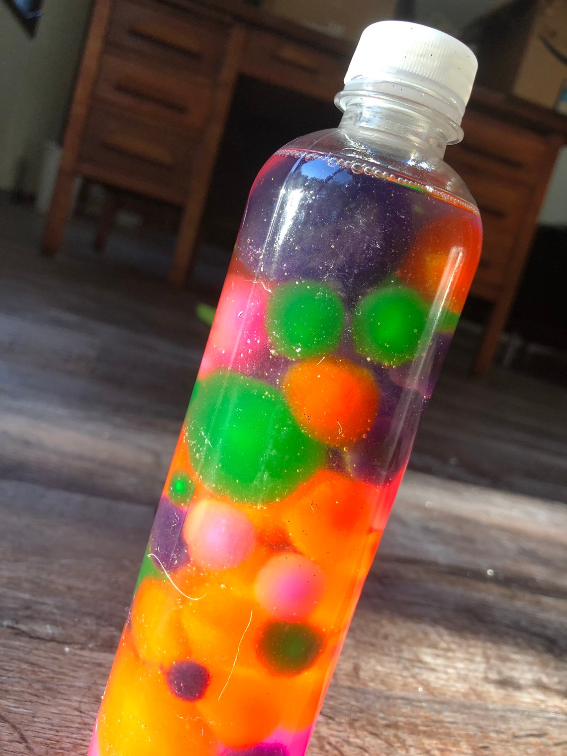 Multicolored Pom Pom Sensory Bottle Etsy