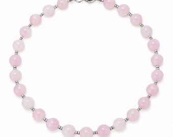 Rose Quartz Necklace, Sterling Silver, 18 Inch
