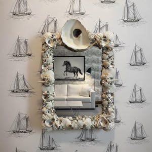 Handcrafted Coastal Shell Mirror | 13” W x 18” H | One-of-a-Kind Statement Décor