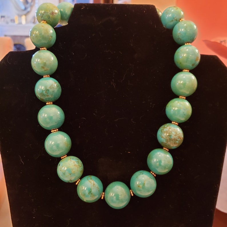 Turquoise bold gold toggle large stone necklace