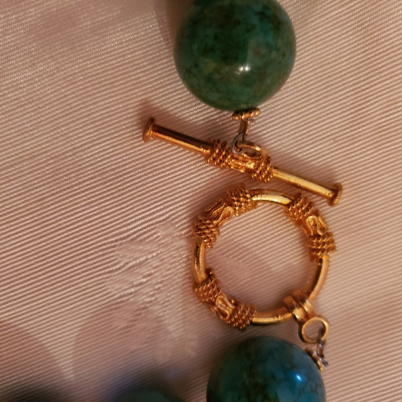 Turquoise bold gold toggle large stone necklace