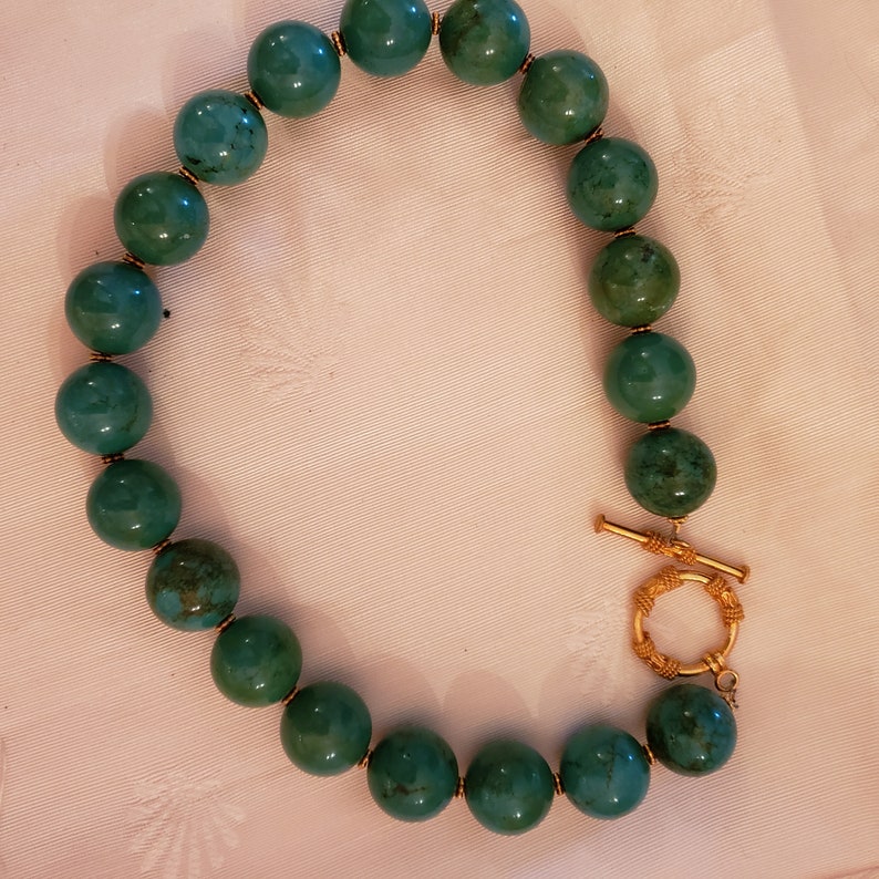 Turquoise bold gold toggle large stone necklace