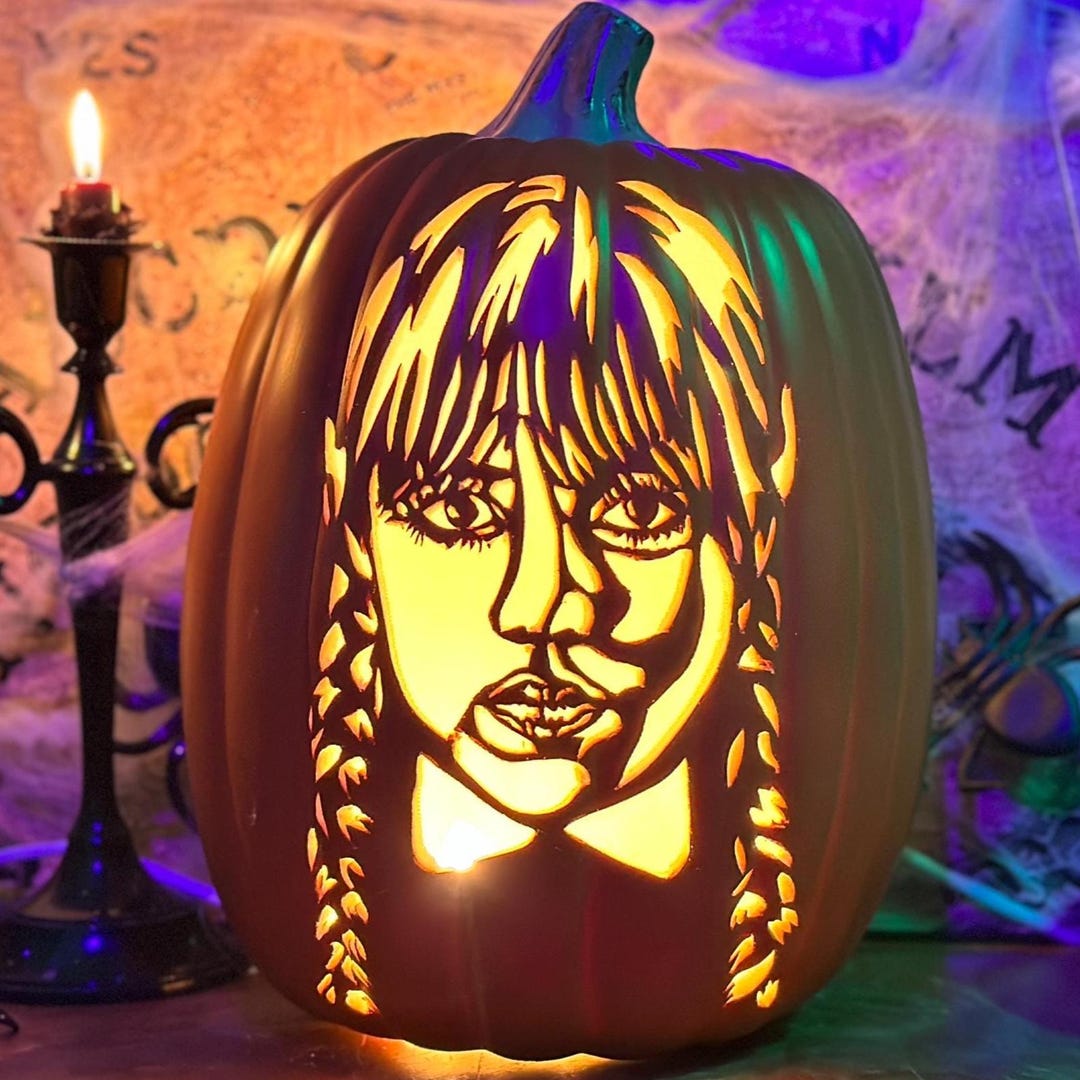 Wednesday Addams Carved Foam Pumpkin - Etsy