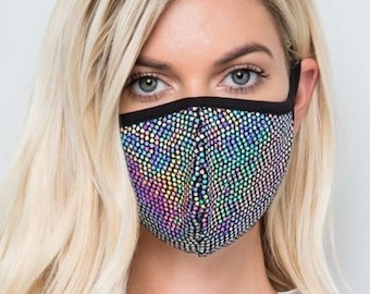 Pailletten Gesichtsmaske, Glitzer Gesichtsmaske, Bling Gesichtsmaske, Gesichtsmasken waschbar, Gesichtsmasken Damen, Gesichtsmasken Muster, Made in USA, Wiederverwendbare Masken
