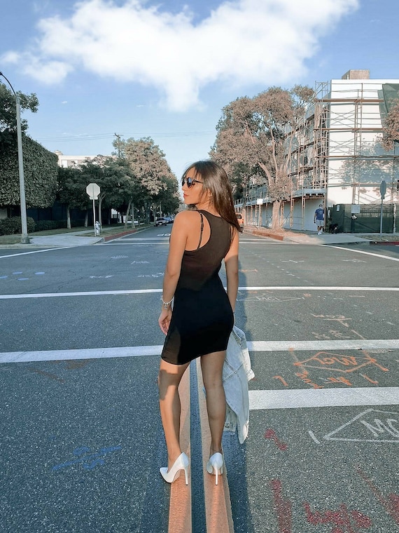 cotton black tank dress The Eyelet Mini Tank Dress. -- Black – The Great