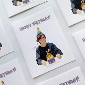 Tarjeta con forma de pastel de cumpleaños de Jimin