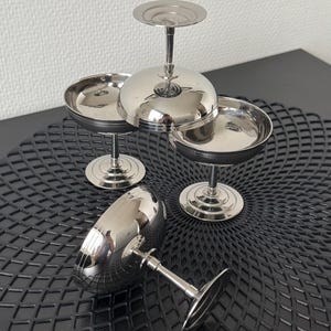 Letang Remy Coupes Vintage Französisches Eisbecher-Set, 4 Stück, Edelstahl 18/10, Dessertschalen aus glänzendem Inox
