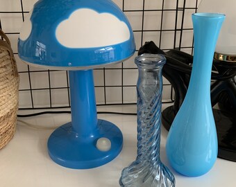 Vintage IKEA blauwe Skojig wolkenlamp ontwerp Henrik Preutz paddestoel lamp