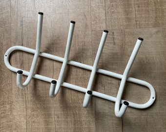 Vintage 80s metal coat rack industrial wall coat rack white