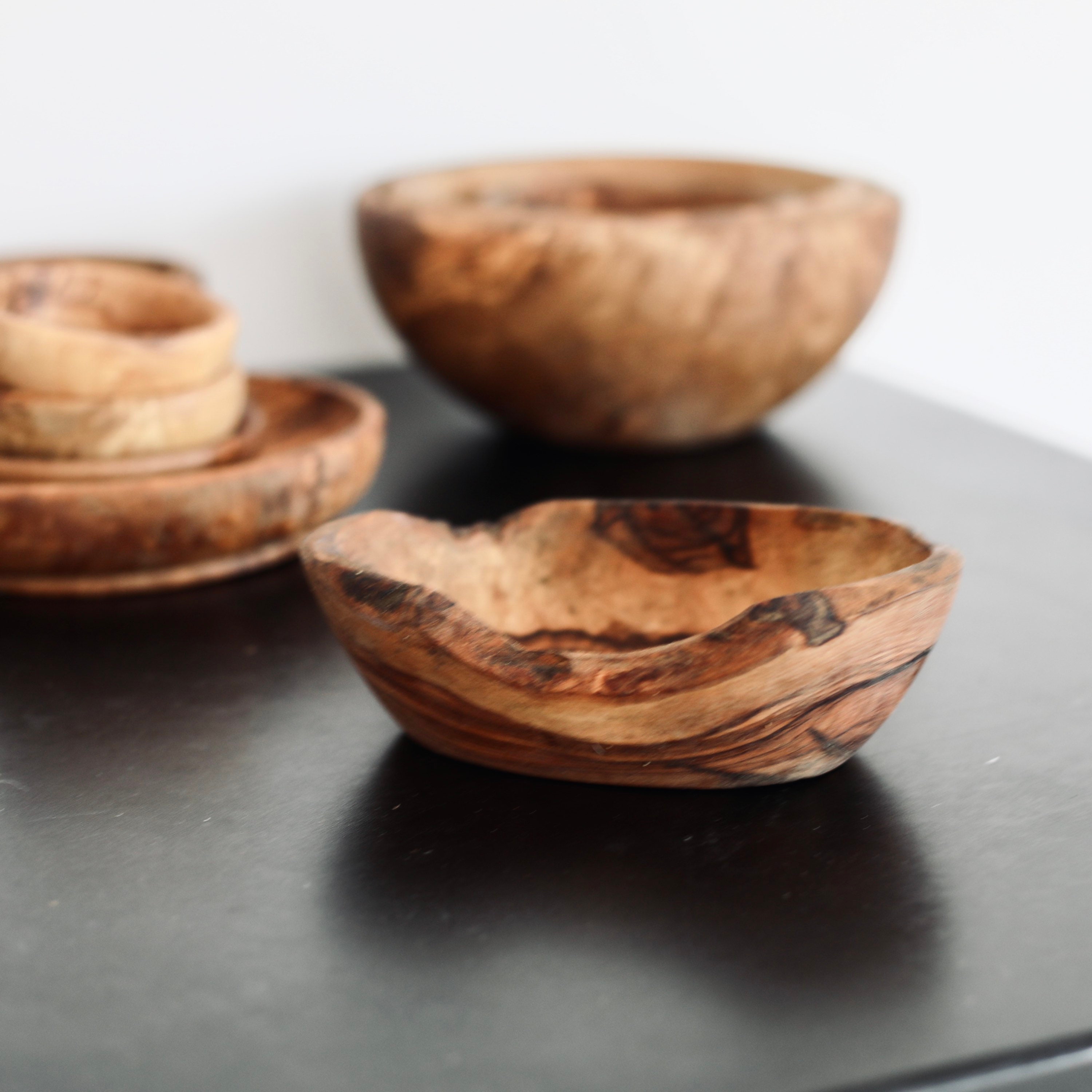 Corbeille à Fruits en Bois, Grand Bol Rustique Bois d'olivier, Coupelle Corbeille Pain, Trempette, C