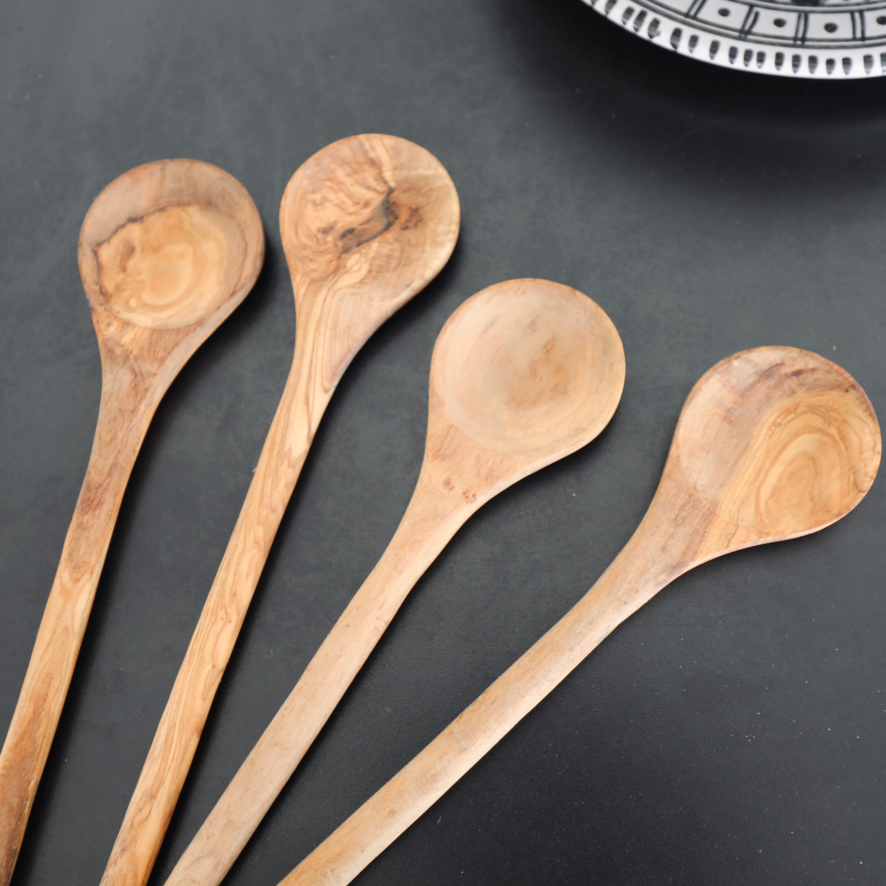 Cuillère en Bois d'olivier, Longue Cuillère de Cuisson Faite à La Main Pour Cuisine, Spatule Recette