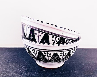 Black and White Moroccan Bowl | Breakfast bowl | Moroccan dinnerware set | Handmade ceramic cup container kitchen