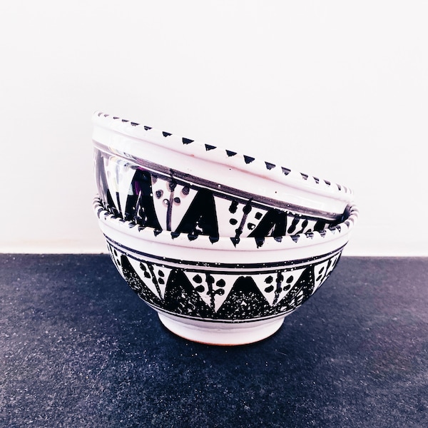 Black and White Moroccan Bowl | Breakfast bowl | Moroccan dinnerware set | Handmade ceramic cup container kitchen