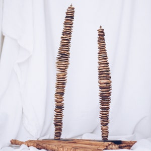Wooden decoration - wooden log deco - Decor handmade shells in Bali - Totem Wood - Balinese Crafts - African Tribal Art