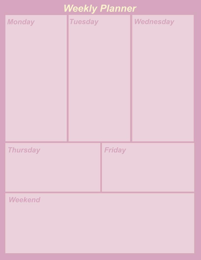 Printable Weekly Planner Lavender - Etsy