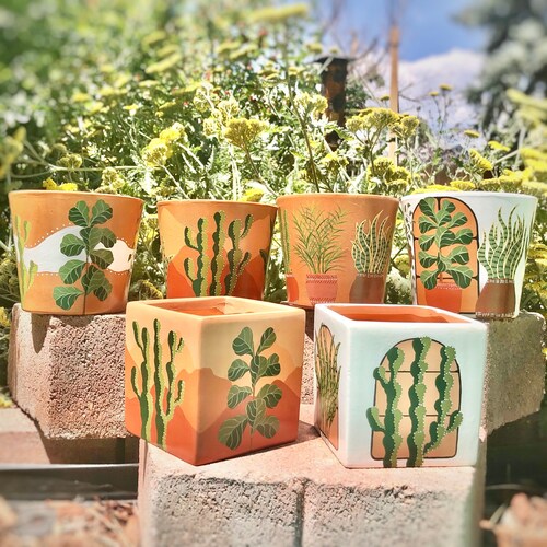 Hand Painted Planter Pot - Etsy