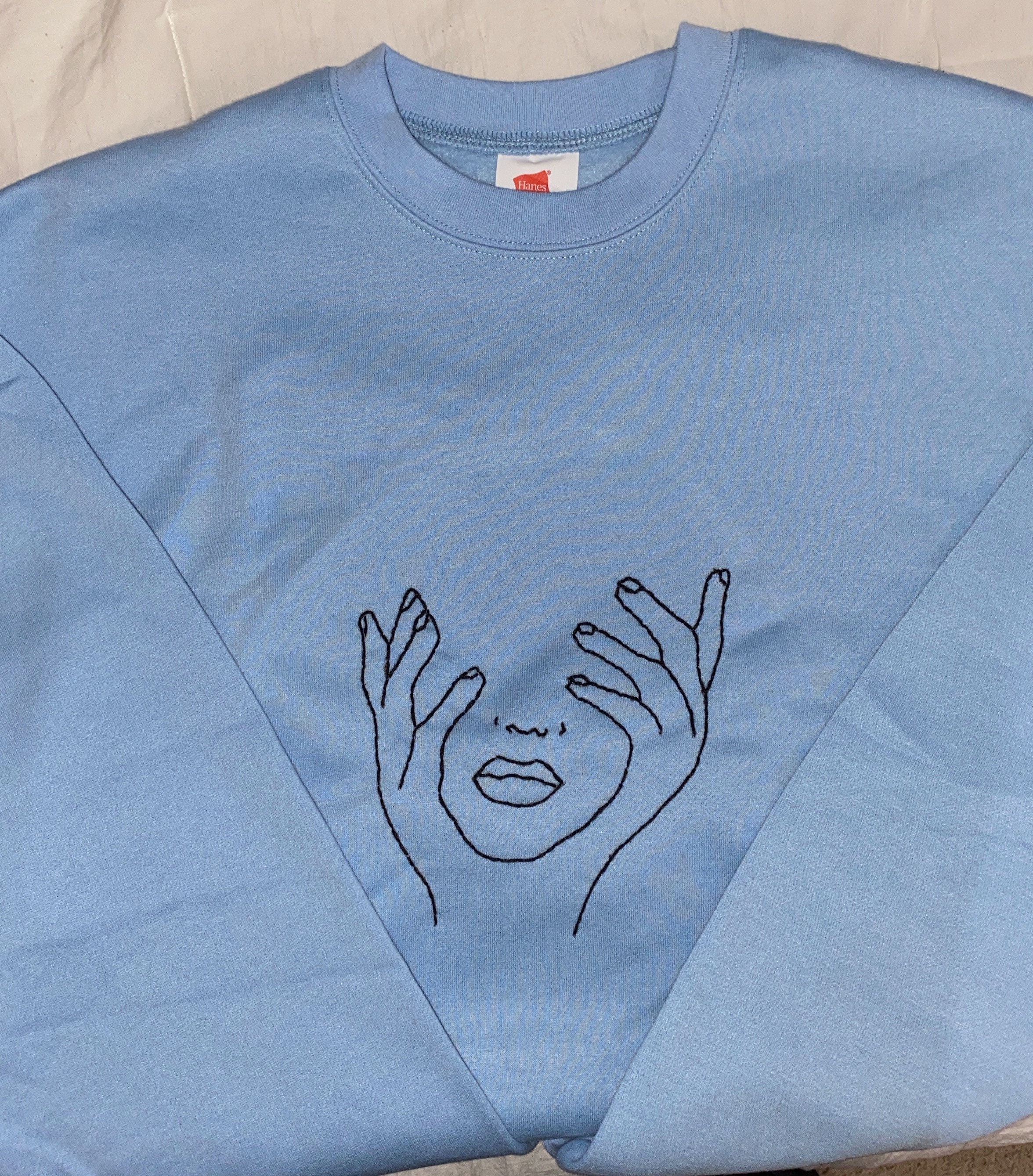 Custom Embroidered Crew Neck Etsy