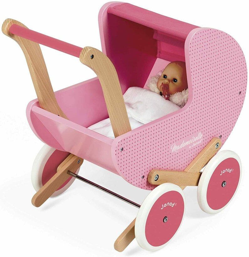 Wooden Pink Doll's Pram Toy for Children Play Set for Girl Etsy