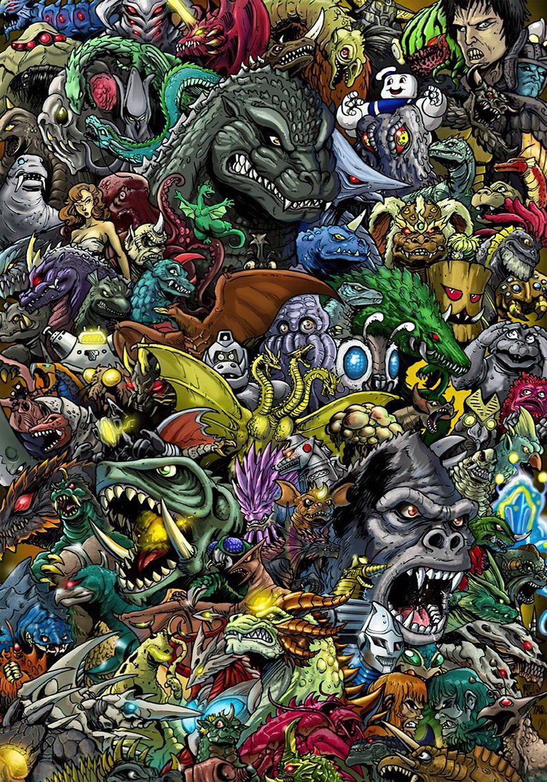 Godzilla Collage 1000 Piece Jigsaw Puzzle Premium Jigsaw Etsy