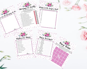 Flower Baby Shower, Pink, Girl Shower, Baby Shower, Digital Download, Shower Games, Baby Shower Games, Floral, Baby Shower Bundle