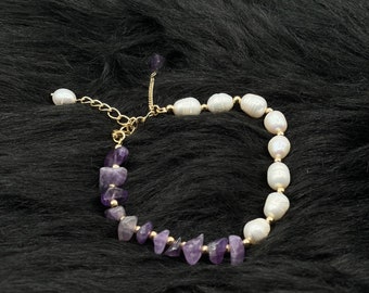 Amethyst Fresh Water Pearl Bracelet