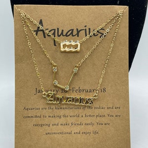 18k Gold Plated Aquarius 3-Piece Necklace