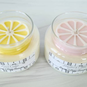 Citrus Slice of Life Premium Hand Poured Soy Candle in Apothecary Jar -  Lemon Cookies - Grapefruit & Mint - Citrus Sunshine