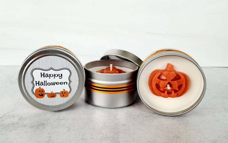 Jack-O-Lantern Soy Candle Spiced Pumpkin Waffles Premium Hand Poured Candle Gift Set image 1