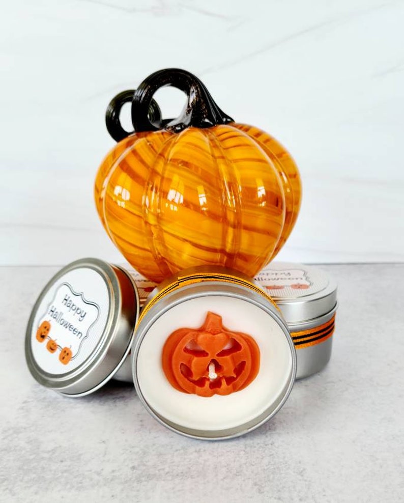 Jack-O-Lantern Soy Candle Spiced Pumpkin Waffles Premium Hand Poured Candle Gift Set image 2