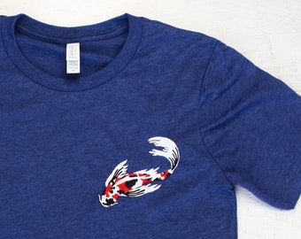 Embroidered Koi Fish Short Sleeve T-Shirt